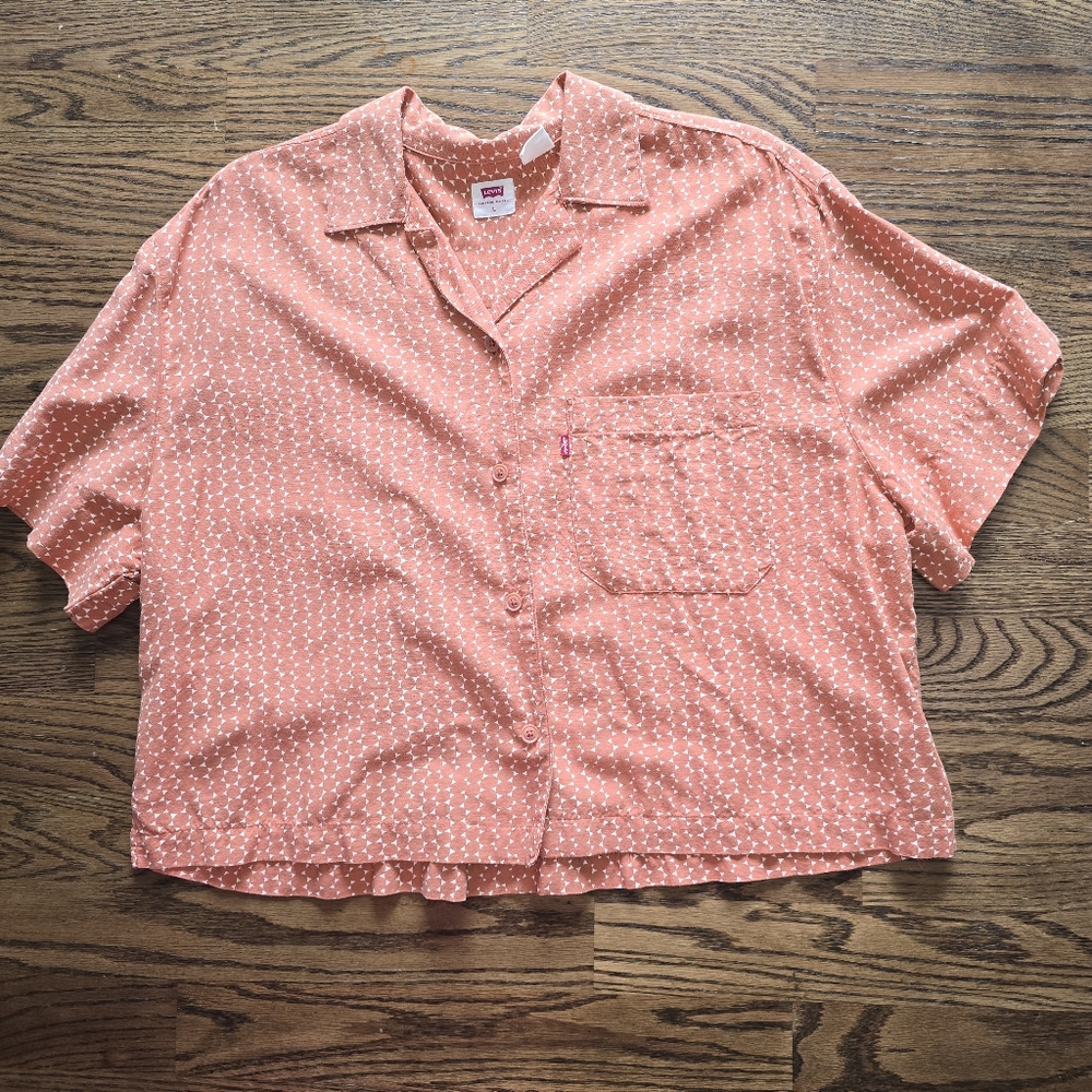 Levi's Orange and White Button Down Shirt Soft Texture